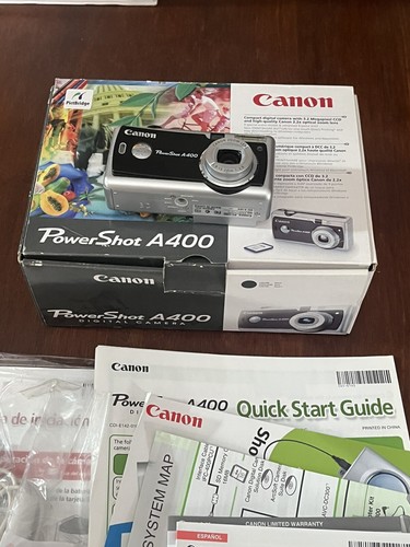 Canon PowerShot A400 Compact Digital Camera PS1080 Black 3.2MP with Box Manuals - Picture 17 of 24
