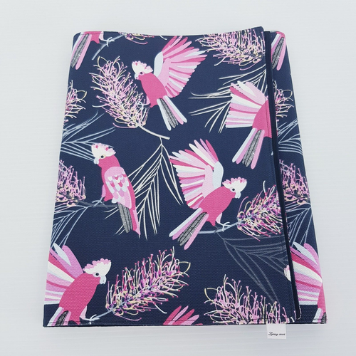 Handmade Decorative Table Runner Navy Blue Pink Grey Galah Print 148cm x 32cm - Picture 2 of 21