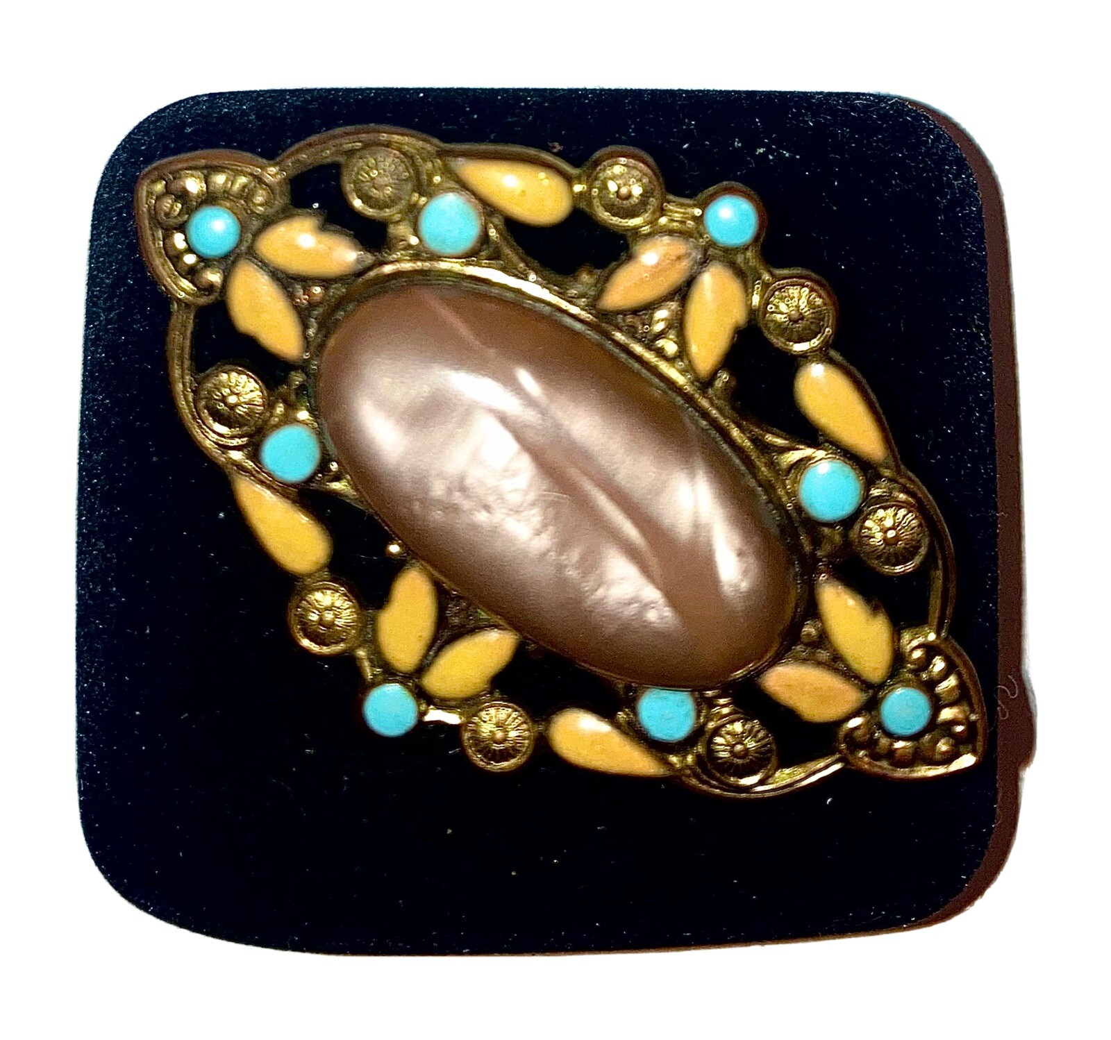 Art Nouveau Celluloid & Enamel Brooch - image 1