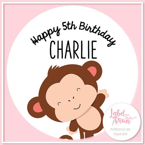 24 x PERSONALISED Monkey Birthday Party Cupcake Edible Toppers Cake Favour Thank - Picture 3 of 3