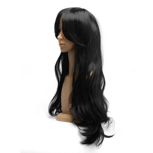 Lange Perücke Damen Frauen 70cm Perücke Haar Wig Schwarz für Cosplay Karneval - Bild 7 von 8