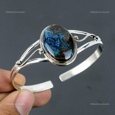 Valentines Sale Boulder Azurite Stone Engagement Bangle Bracelet Sterling Silver