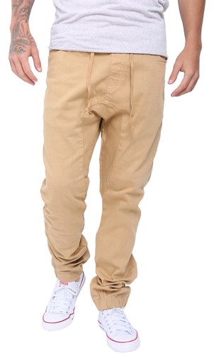 Men Cotton Jogging Elastic Pant Low Crotch Drawstring Baggy Twill HipHop Trouser - Picture 14 of 15