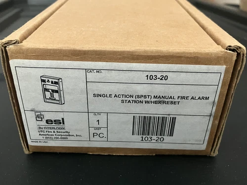 ESL 103-20 Single Action (SPST) Manual Fire Alarm Station NEW Sealed