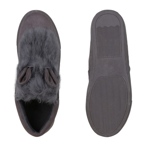 Damen Slip On Sneaker Fell Slippers Wildleder-Optik Turnschuhe 825606 - Bild 7 von 10