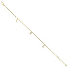 14K Yellow Gold Womens Flat Infinity Dangle Charm Cable Anklet 9" + 1" Extension