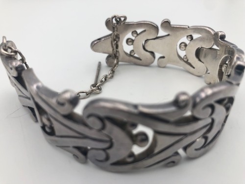 BRACCIALE HEAVY LOS BALLESTEROS MESSICANO REVIVAL ARGENTO STERLING AZTECO - Foto 3 di 4