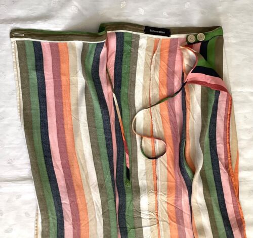 REFORMATION Striped Midi Length Viscose Wrap Skirt Size 2 - Picture 11 of 14