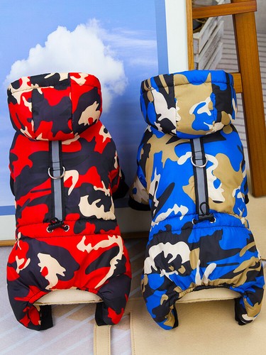 Dog Jumpsuit Thicken Coat Camouflage Winter Dog Parkas Reflective Pet Overalls - Picture 14 of 16