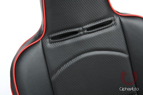 CPA3002 All Black Leatherette Red Piping Universal Reclinable Suspension Seats - Picture 6 of 8