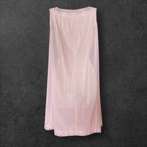 Vintage Henson Kickernick Nightgown Dress Womens Small Pink Nylon Chiffon Lace - Picture 3 of 9
