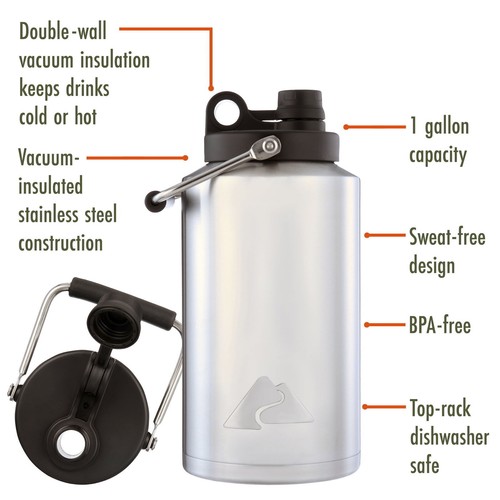 1-Gallon Double-wall Vacuum-sealed Insulated Stainless-Steel Water Jug Outdoor - Picture 3 of 9
