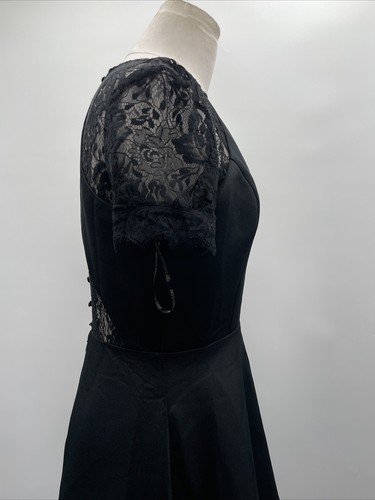 Chi Chi London Short Sleeve Sheer Lace Dip Hem Black Georgee Midi Dress Sz UK-8 - Bild 13 von 20