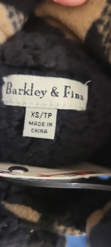 Barkley & Finn Pet Sherpa Lined Winter Dog Coat Jacket X-SMALL Tan Black Plaid - Picture 7 of 12