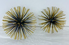 MCM Gold Black Metal Spike Atomic Starburst Sea Urchin Wall Hanging Decor 2 pc