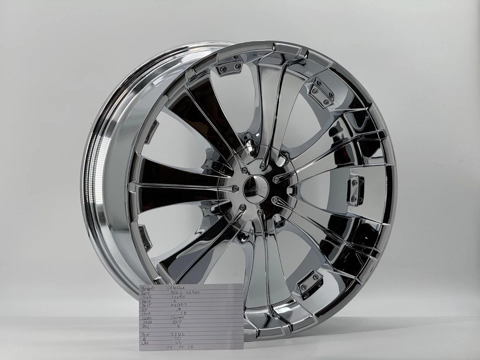 22" veloche  Wheels STYLE 950 22x9.5 Chrome  finish 6 lug  6x139.7 et +18  #70 - Image 2 of 2