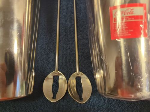 Lot Of 2 Coke 30 oz Stainless Steel Malt Cups for Coke Floats With Coke Spoons - Picture 8 of 10