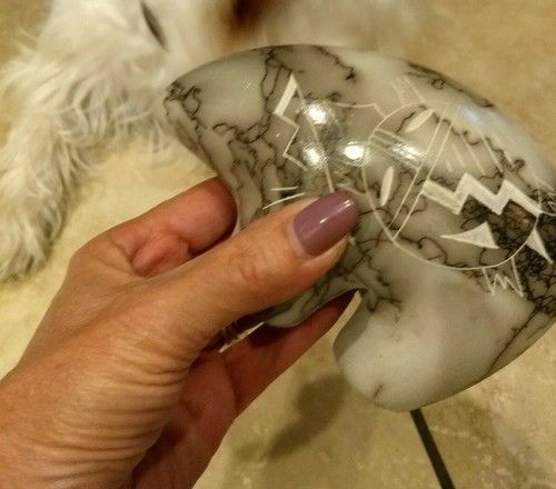 Native American Navajo Horse Hair Pottery Bear Hand Etched Turtle 3.5" by 5.5'' - Picture 6 of 12