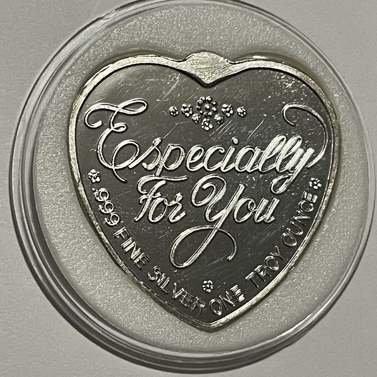 Especially For You Heart Coin 1 Troy Oz .999 Fine Silver Medal 