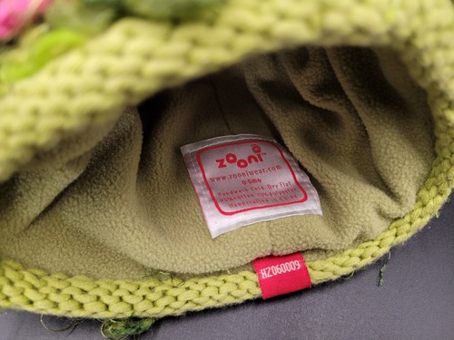 Zooni Hat Beanie Infant Knit Fleece 0-6 Months Green Butterflies Baby Winter - Picture 7 of 8