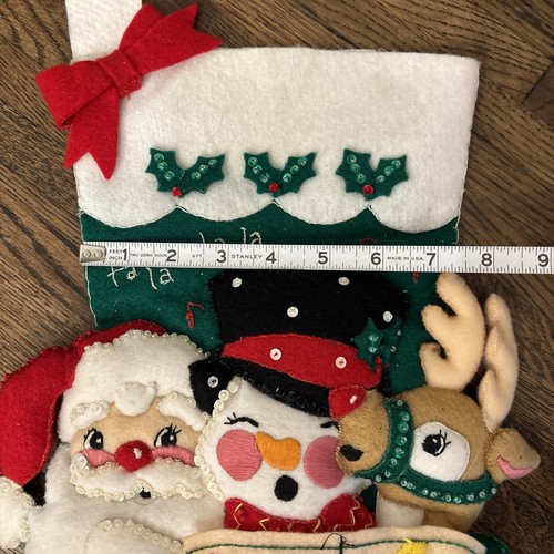 Vintage Finished Bucilla Santas Christmas Carol Stuffed Felt Christmas Stocking - Foto 13 di 14