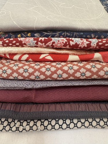 Vintage Japanese kiomono fabric Lot of 10 Bulk 2/3lb 7” x various Length v278 - Picture 1 of 11