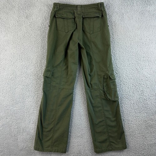 John Galt Pants Women One Size Green Kim Cargo Adjustable Waist Low Rise Relaxed - Picture 2 of 11