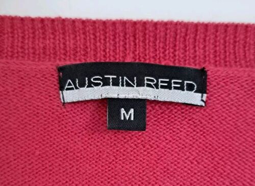 Austin Reed Jumper Cashmere Cotton Size M 3/4 Sleeves Fuschia Pink Soft V Neck - Picture 2 of 14