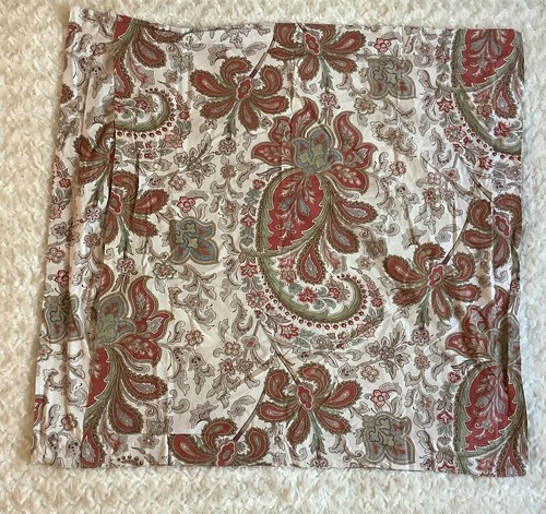 1 Pottery Barn 2012 beige deep red paisley Euro pillow sham cover 29" x 30" - Picture 10 of 10