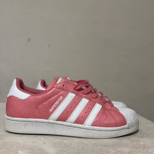Ladies Adidas Superstar Pink White Leather Lace Up Trainers Shoes UK 5 EU 38 - Picture 2 of 9