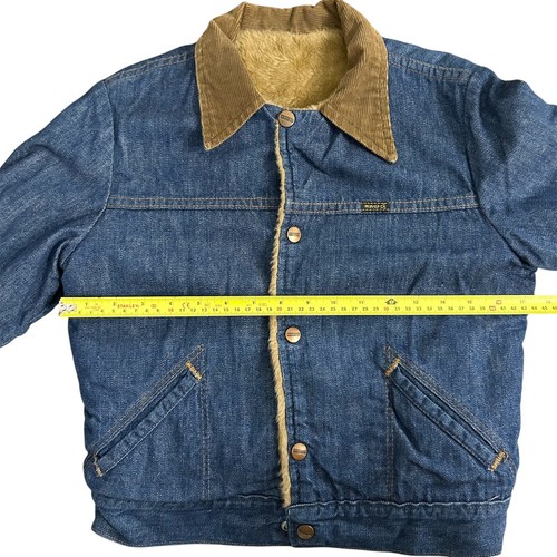 Vintage Maverick Denim Blue Jean Jacket Sherpa USA Made Youth Size 14 Large - Picture 4 of 7