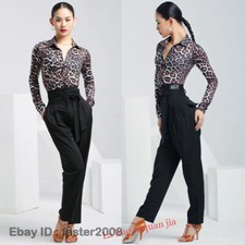 Adult Latin Tango Modern Dance Standard Practice Pants High Waist Rumba Ballroom