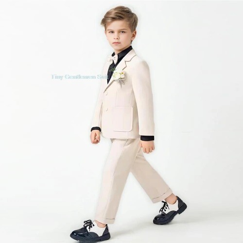 Formal 4pcs Suits Boys Host Performance Costume Kids Blazer Vest Pants Outfit - Picture 14 of 20