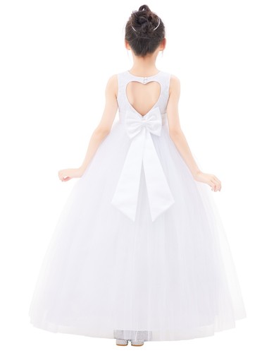Heart Cutout Lace Back Flower Girl Dress Pageant Dress Birthday Dresses 172noTF - Picture 2 of 15