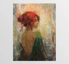 Portrait painting Original art Impressionism Oil on canvas by S. Chernyakovsky