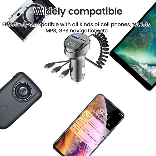 3 IN 1 einziehbares Auto Ladekabel Dreifach Port USB C Schnellladeadapter UK - Bild 9 von 13