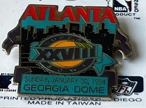 SUPER BOWL XXVIII ATLANTA, GA 1/30/94 Cowboys Bills NFL Football Lapel Pin Tac - Picture 3 of 5