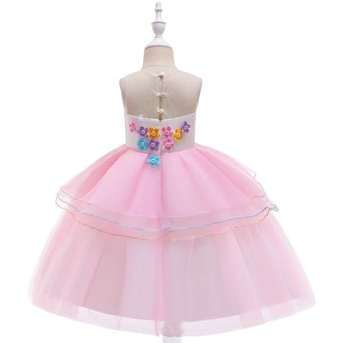 UK Girls Unicorn Fancy Dress Party Costume w/ Rainbow Headband Kids Fancy Outfit - Picture 3 of 8