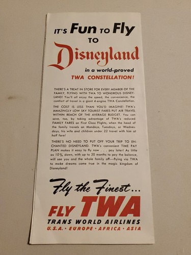 1955 Disneyland Booklet Fly TWA * A Dream Come True * Clean Example SEE PICS - Picture 9 of 9