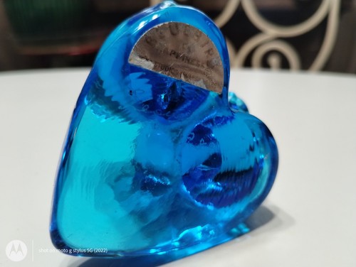 Vintage 1986 Bluebirds Of Happiness On Heart Glass Figurine Sculpture... - Picture 5 of 5