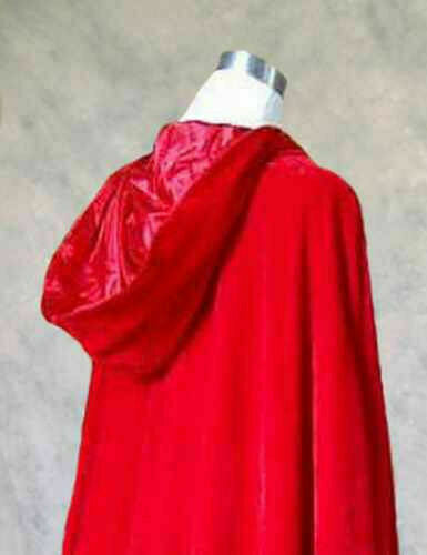 Medieval Red Velvet Hooded Cloak Gothic Vampire Wicca Robe Cosplay Cape Unisex - Picture 6 of 6