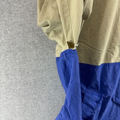 Vintage Reyn Spooner Mens Jacket Beige Blue Medium Cotton Canvas 1/2 Zip Hooded - Picture 3 of 12