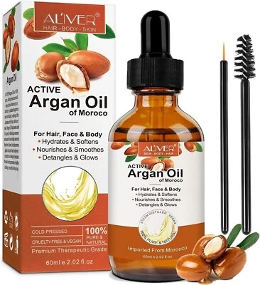 ALIVER Pure Argan Oil for Hair Growth Skin Repairs and Moisturises Dry Hair and Skin
