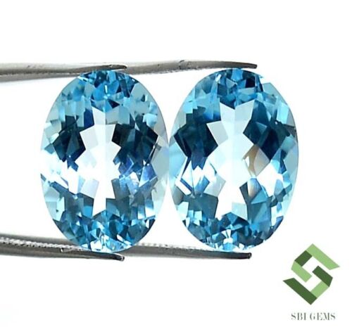 14x10 mm Natürlicher Himmelblautopas Ovalschliff Paar 14,96 cts Facettiert Lose Edelsteine - Bild 2 von 9