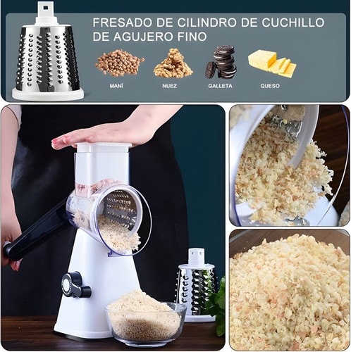 Cheese Grater with Crank Vegetable Slicer + 3 Drum Blades Grater Fast Cutting - Picture 5 of 19
