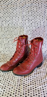 womens red lace up boots