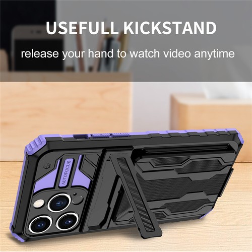 For iPhone 16 15 14 13 12 11 Pro Max XR 8 Plus Rugged Stand Case Card Slot Cover - Picture 68 of 72