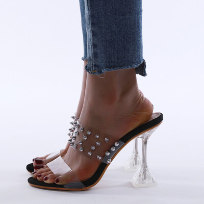Clear Women's Sandals Shoes Open Toe Roman Slip On Stilettos Heel Slingback Chic Clear Women's Sandals Shoes Open Toe Roman Slip On Stilettos Heel Slingback Chic