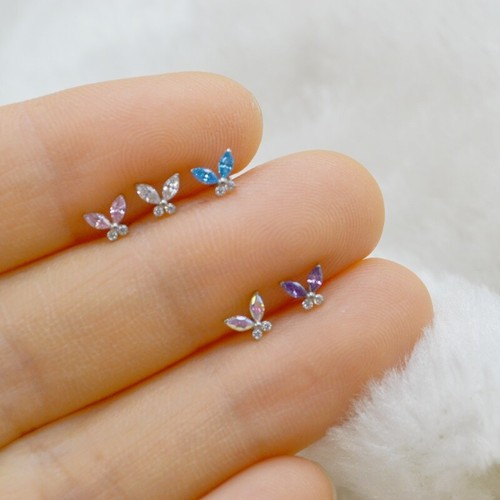 10 Stck. Körperschmuck Schmetterling G23 Titan CZ Lippenstab Ohr Helix Tragus Turm Stecker - Bild 4 von 21