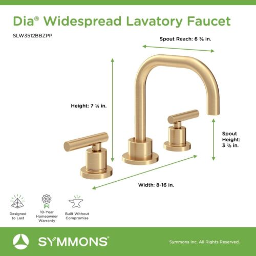 NEU Symmons Dia SLW-3512-BBZ-1.0 Badezimmerwasserhahn Push Pop Abfluss GEBÜRSTETE BRONZE - Bild 3 von 6